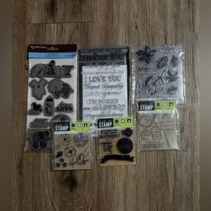 Clear and Polymer Stamp Set Assortment - Black/Transparent - 51 Stamps